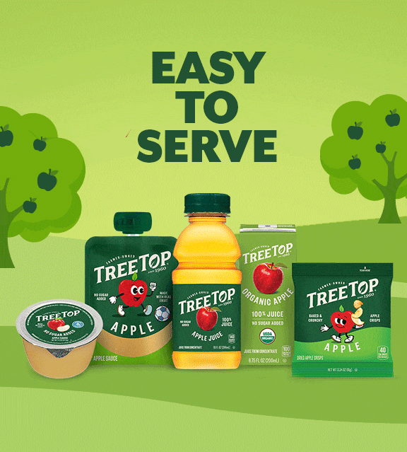 A Tree Top product lineup of easy-to-serve items.