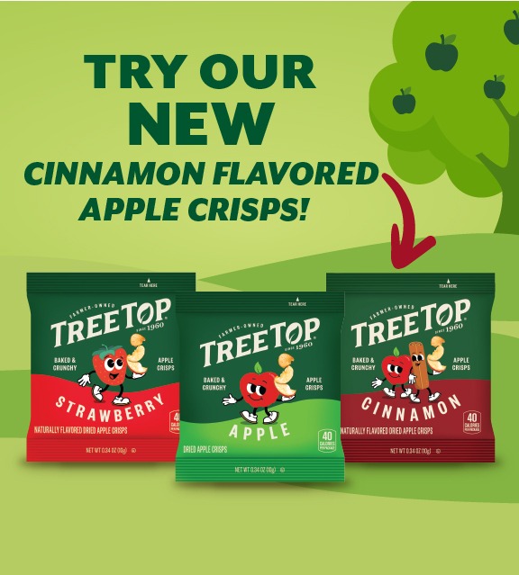 A Tree Top product lineup of easy-to-serve apple crisp items.
